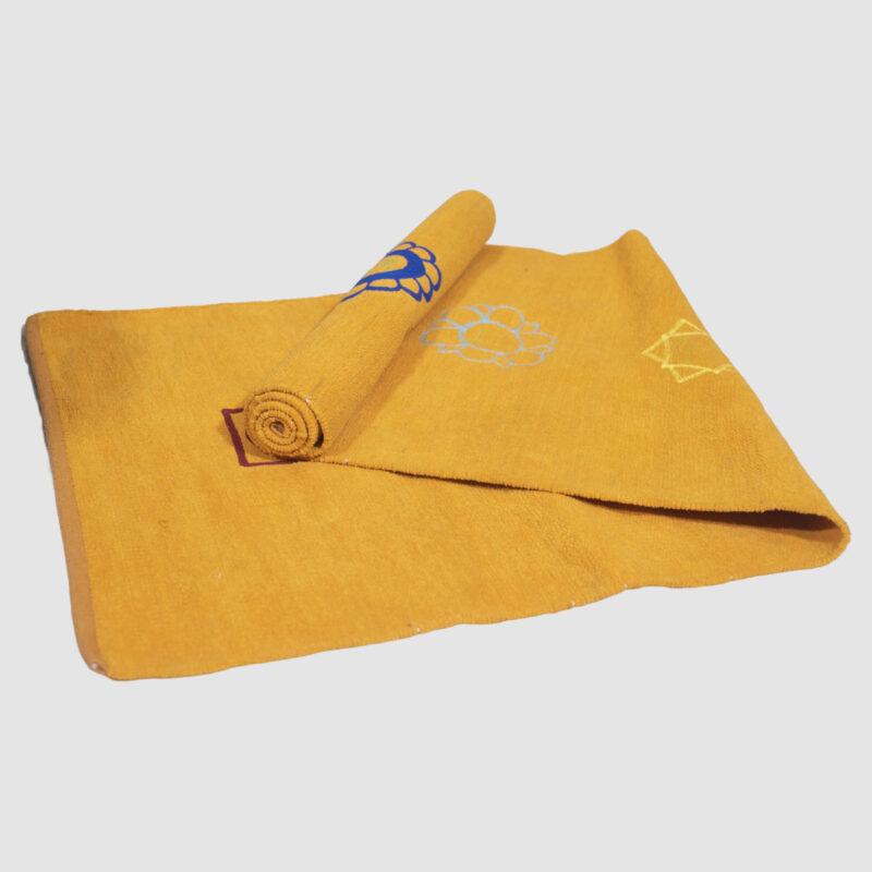 100% Cotton Handloom Chakra Yoga Mat | Yellowish Orange