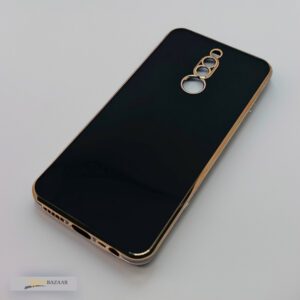 Mi 8 6D Chrome Back Cover with Golden Edges and Soft Back - Device Accessory